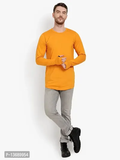 PAUSE Sport Regular fit Solid Men's Round Neck Full Sleeve Pure Cotton T Shirts for Men & Boy's (Mustard NPS_PACT166-MUS-L)-thumb5