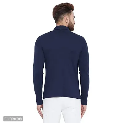 PAUSE Sport Black Solid High Neck Slim Fit Long Sleeve Men's T-Shirt (PA-SS23-CT157-BLU)-thumb3