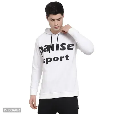 Pause Black Solid Hooded Regular Fit Full Sleeve Men's Sweatshirt (PAST1502-BLK-A)-thumb0