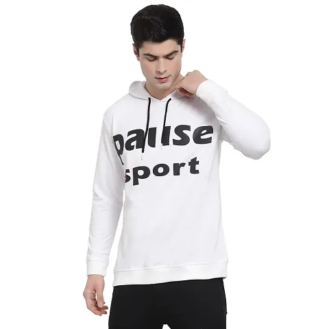 Pause Solid Hooded Regular Fit Full Sleeve Men's Sweatshirt (PAST1502-BLK-A)