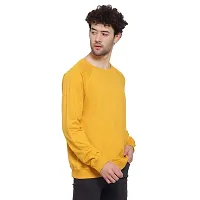 PAUSE Sport Men's Mustard Color Full Sleeves Regular Fit Round Neck Classic Solid Printed Hooded No Closure Sweatshirt for Casual (L_ Size)-thumb2