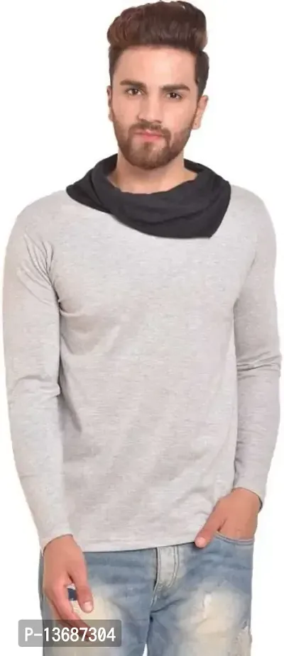 PAUSE Sport Regular fit Solid Men's Cowl Neck Full Sleeve Cotton Blend T Shirts for Men & Boy's (Light Grey NPS_PACT0289-LGR-XXL)-thumb0