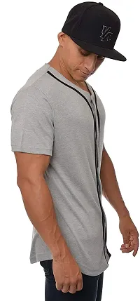 PAUSE Sport Regular fit Solid Men's V Neck Half Sleeve Cotton Blend T Shirts for Men & Boy's (Light Grey NPS_PACT02191510-LGR-L)-thumb2