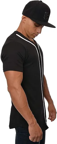 PAUSE Sport Regular fit Solid Men's V Neck Half Sleeve Cotton Blend T Shirts for Men & Boy's (Black NPS_PACT02191510-BLK-XXL)-thumb3