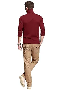 Pause Maroon Solid High Neck Slim Full Sleeve Men's T-Shirt (PA-SS23-CT02191157-MRN-XXL)-thumb2