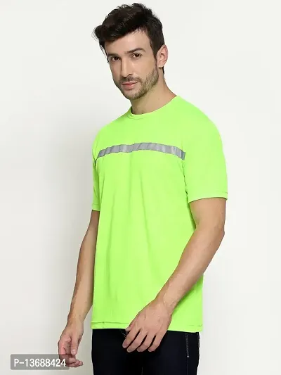 PAUSE Sport Regular fit Solid Men's Round Neck Half Sleeve Nylon T Shirts for Men & Boy's (Neon Green NPS_PACT1355-GRN-XXL)-thumb3