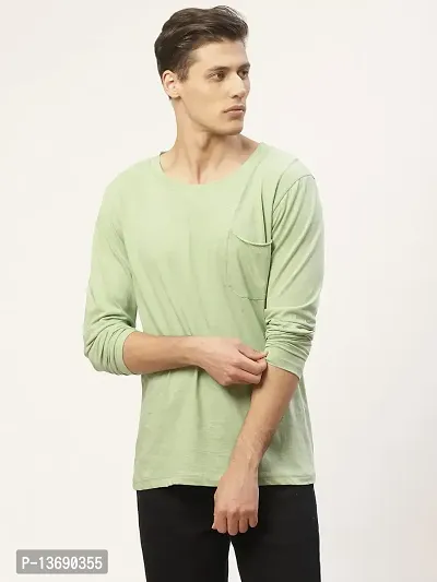 PAUSE Sport Regular fit Solid Men's Round Neck Full Sleeve Pure Cotton T Shirts for Men & Boy's (Green NPS_PACT1266-GRN-S)