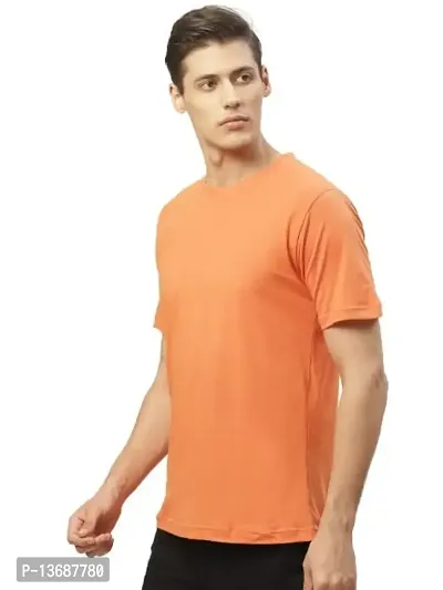 PAUSE Sport Regular fit Solid Men's Round Neck Half Sleeve Pure Cotton T Shirts for Men & Boy's (Orange NPS_PACT1016-ORN-S)