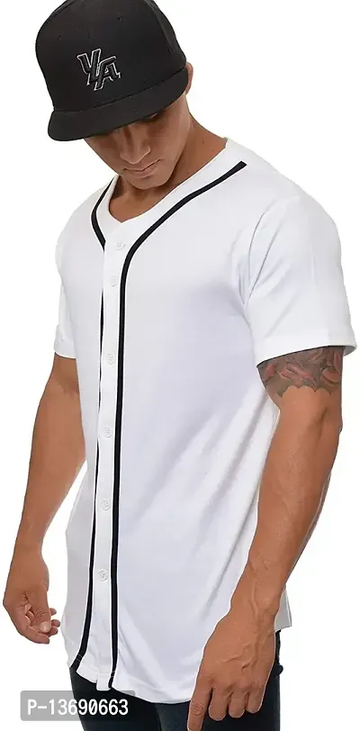 PAUSE Sport Regular fit Solid Men's V Neck Half Sleeve Cotton Blend T Shirts for Men & Boy's (White NPS_PACT02191510-WHT-XL)-thumb3