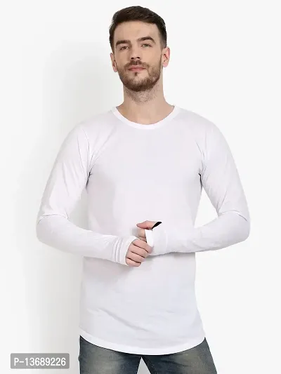 PAUSE Sport Regular fit Solid Men's Round Neck Full Sleeve Pure Cotton T Shirts for Men & Boy's (White NPS_PACT166-WHT-XL)