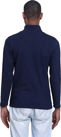 PAUSE Sport Regular fit Solid Men's Turtle Neck Full Sleeve Cotton Blend T Shirts for Men & Boy's (Dark Blue NPS_PACT01181157-BLU-L)-thumb1