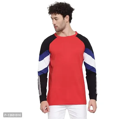 Pause Cotton Red Solid Round Regular Fit Full Sleeve Men's T-Shirt (PACT1522-RED-XXL)-thumb3