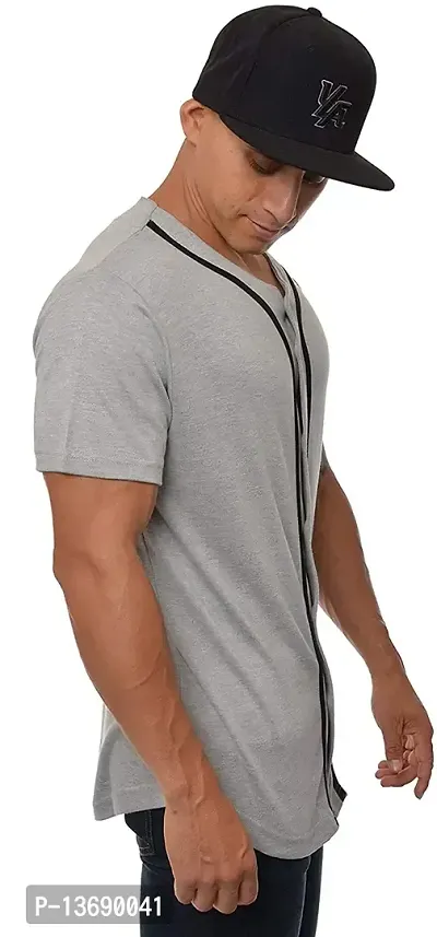 PAUSE Sport Regular fit Solid Men's V Neck Half Sleeve Cotton Blend T Shirts for Men  Boy's (Light Grey NPS_PACT02191510-LGR-M)-thumb3