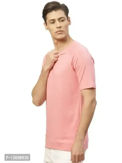 PAUSE Sport Pure Cotton Solid Half Sleeve Round Neck Boxy Pink Men's & Boy's T-Shirt (PA-SS23-CT1014-PNK_L)