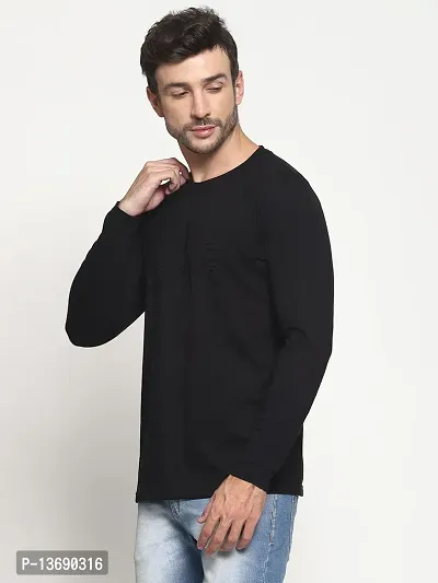 PAUSE Sport Regular fit Self Design Men's Round Neck Full Sleeve Cotton Blend T Shirts for Men & Boy's (Black NPS_PACT1381-BLK-L)-thumb4