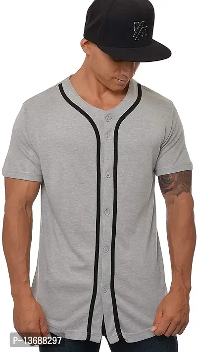 PAUSE Sport Regular fit Solid Men's V Neck Half Sleeve Cotton Blend T Shirts for Men & Boy's (Light Grey NPS_PACT02191510-LGR-L)-thumb0