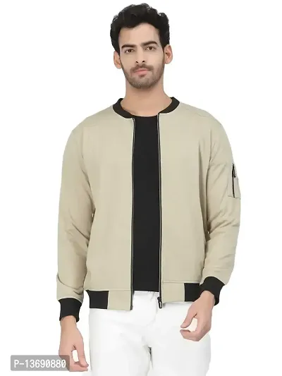 PAUSE Sport Cotton Bomber Jacket for Men's, Jacket for Boy's, Attractive Full Sleeves Mens Jacket, Winter Jackets for Men, (Beige PAJKT1499-BEG_XXL)-thumb0