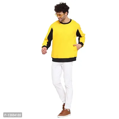 PAUSE Sport Men's Full Sleeves Regular Fit Round Neck Classic Solid Printed Hooded No Closure Yellow Color Sweatshirt for Casual (M_ Size)-thumb2
