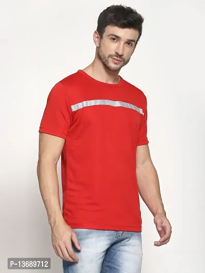 PAUSE Sport Regular fit Solid Men's Round Neck Half Sleeve Nylon T Shirts for Men & Boy's (Red NPS_PACT1355-RED-S)-thumb4
