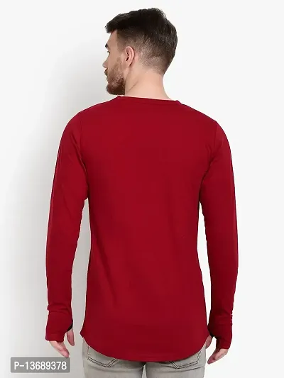 PAUSE Sport Regular fit Solid Men's Round Neck Full Sleeve Pure Cotton T Shirts for Men & Boy's (Maroon NPS_PACT166-MRN-L)-thumb2