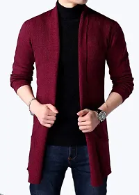 PAUSE Men's Cotton Collared Neck Cardigan (PACT09191810-MRN-XXL_Red_XX-Large)-thumb1