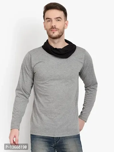 PAUSE Sport Regular fit Solid Men's Cowl Neck Full Sleeve Pure Cotton T Shirts for Men & Boy's (Light Grey NPS_PACT289-LGR-L)