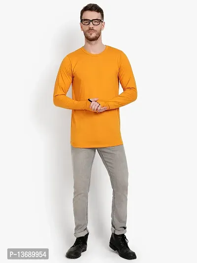 PAUSE Sport Regular fit Solid Men's Round Neck Full Sleeve Pure Cotton T Shirts for Men & Boy's (Mustard NPS_PACT166-MUS-L)-thumb3