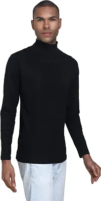 PAUSE Sport Regular fit Solid Men's Turtle Neck Full Sleeve Cotton Blend T Shirts for Men & Boy's (Black NPS_PACT01181157-BLK-L)-thumb4