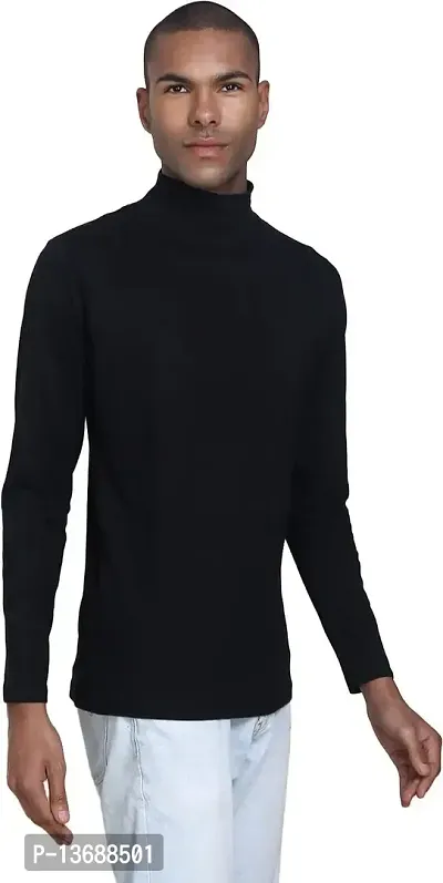 PAUSE Sport Regular fit Solid Men's Turtle Neck Full Sleeve Cotton Blend T Shirts for Men & Boy's (Black NPS_PACT01181157-BLK-L)-thumb5