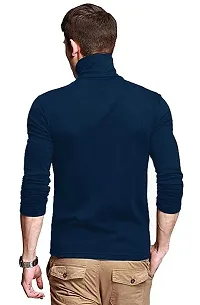 Pause Blue Solid High Neck Slim Full Sleeve Men's T-Shirt (PA-SS23-CT02191157-BLU-S)-thumb3