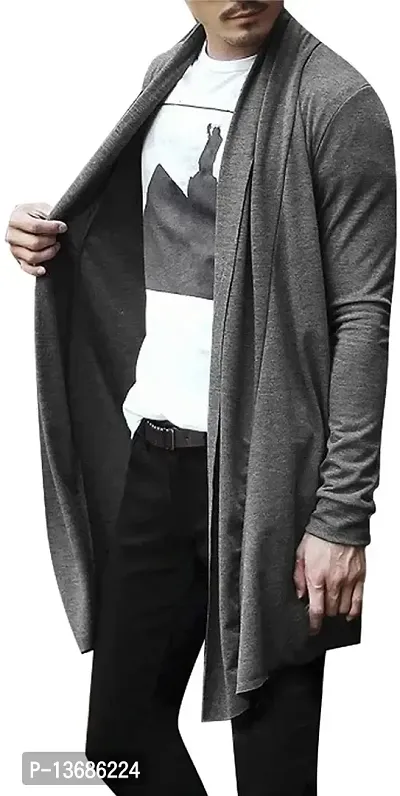 PAUSE Sport Men's Full Sleeve Cotton Blend Open Long Shrug | Full Sleeves Cardigan for Men (Light Grey NPS_PASRG03181188-LGY-S)-thumb2