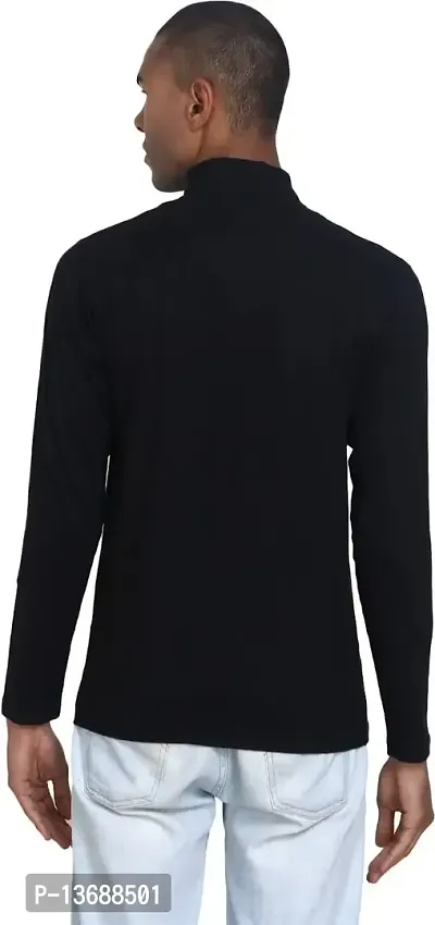 PAUSE Sport Regular fit Solid Men's Turtle Neck Full Sleeve Cotton Blend T Shirts for Men & Boy's (Black NPS_PACT01181157-BLK-L)-thumb2