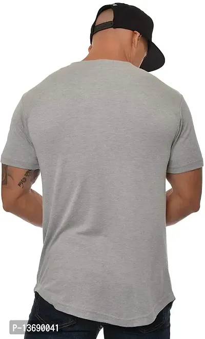 PAUSE Sport Regular fit Solid Men's V Neck Half Sleeve Cotton Blend T Shirts for Men  Boy's (Light Grey NPS_PACT02191510-LGR-M)-thumb2