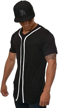 PAUSE Sport Regular fit Solid Men's V Neck Half Sleeve Cotton Blend T Shirts for Men & Boy's (Black NPS_PACT02191510-BLK-XXL)-thumb2