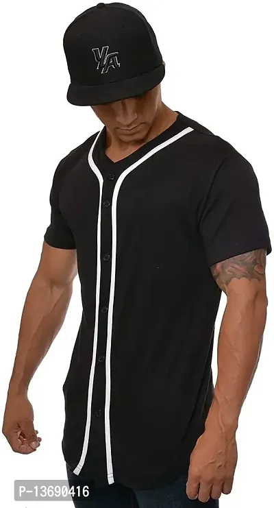 PAUSE Sport Regular fit Solid Men's V Neck Half Sleeve Cotton Blend T Shirts for Men & Boy's (Black NPS_PACT02191510-BLK-XXL)-thumb3