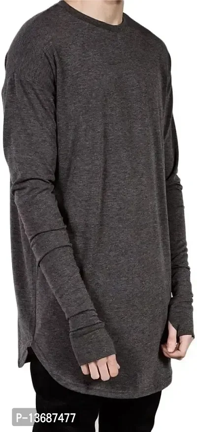 PAUSE Sport Regular fit Solid Men's Round Neck Full Sleeve Cotton Blend T Shirts for Couple (Dark Grey NPS_PACT03181237-DGR-L)