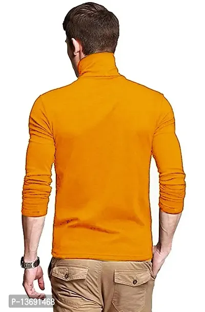 Pause Yellow Solid High Neck Slim Full Sleeve Men's T-Shirt (PA-SS23-CT02191157-MUS-M)-thumb3