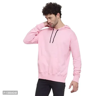 PAUSE Sport Men's Full Sleeves Regular Fit Pink Color Round Neck Classic Solid Printed Hooded No Closure Sweatshirt for Casual (XL_ Size)-thumb3