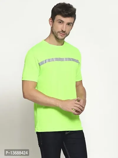 PAUSE Sport Regular fit Solid Men's Round Neck Half Sleeve Nylon T Shirts for Men & Boy's (Neon Green NPS_PACT1355-GRN-XXL)-thumb4