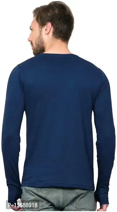 PAUSE Sport Regular fit Solid Men's Round Neck Full Sleeve Cotton Blend T Shirts for Men & Boy's (Blue NPS_PACT12171166-CURV-BLU-S)-thumb2