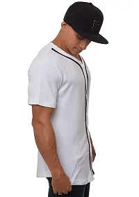 PAUSE White Solid V Neck Slim Fit Half Sleeve Men's Baseball Jersey(X-Large,PACT02191510-WHT-XL)-thumb2