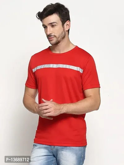 PAUSE Sport Regular fit Solid Men's Round Neck Half Sleeve Nylon T Shirts for Men & Boy's (Red NPS_PACT1355-RED-S)-thumb3
