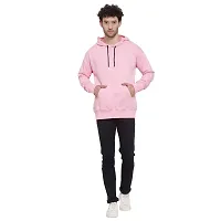 PAUSE Sport Men's Full Sleeves Regular Fit Pink Color Round Neck Classic Solid Printed Hooded No Closure Sweatshirt for Casual (XL_ Size)-thumb1