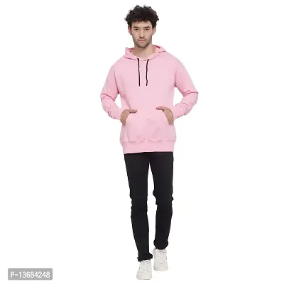 PAUSE Sport Men's Full Sleeves Regular Fit Pink Color Round Neck Classic Solid Printed Hooded No Closure Sweatshirt for Casual (XL_ Size)-thumb2