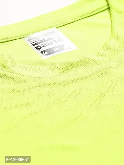 PAUSE Sport Regular fit Solid Men's Round Neck Half Sleeve Polyester T Shirts for Men & Boy's (Neon Green NPS_PACT1241-NGREEN-M)-thumb5