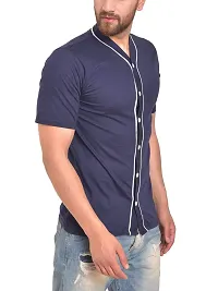 PAUSE V Neck Solid Cotton Slim Fit Short Sleeve Men's Knitted Shirt-thumb2