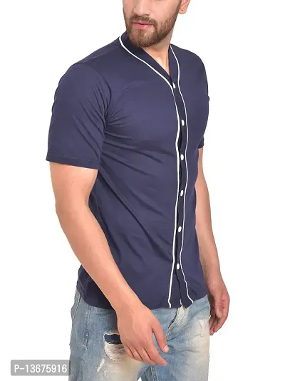 PAUSE V Neck Solid Cotton Slim Fit Short Sleeve Men's Knitted Shirt-thumb3