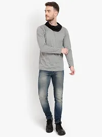 PAUSE Sport Regular fit Solid Men's Cowl Neck Full Sleeve Pure Cotton T Shirts for Men & Boy's (Light Grey NPS_PACT289-LGR-L)-thumb3