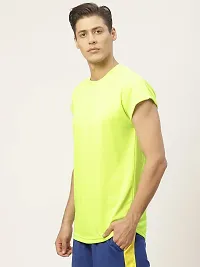 PAUSE Sport Regular fit Solid Men's Round Neck Half Sleeve Polyester T Shirts for Men & Boy's (Neon Green NPS_PACT1241-NGREEN-M)-thumb2