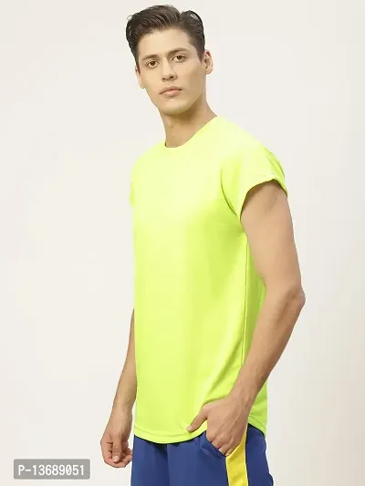 PAUSE Sport Regular fit Solid Men's Round Neck Half Sleeve Polyester T Shirts for Men & Boy's (Neon Green NPS_PACT1241-NGREEN-M)-thumb3